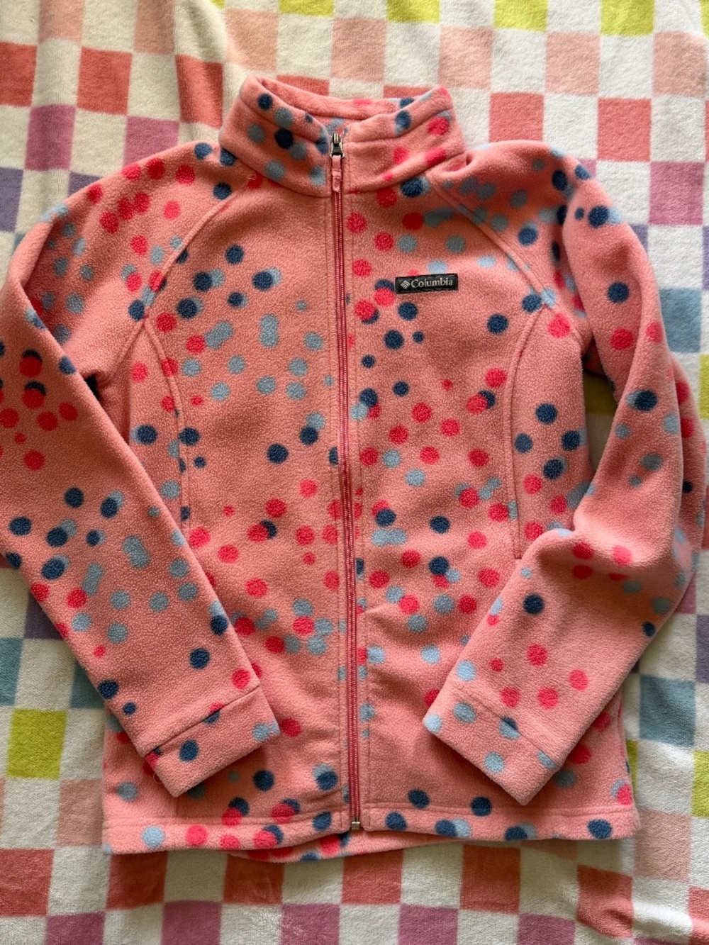 Girls Poke a dot Columbia Zip Fleece Size L(14/16)